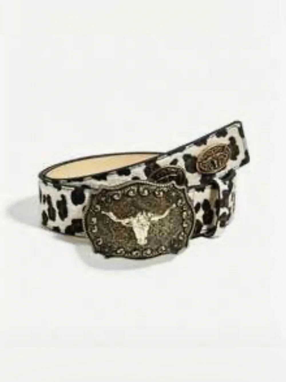 Western Belt Leopard Print, Bronze Longhorn Buckle Women’s Western Belt